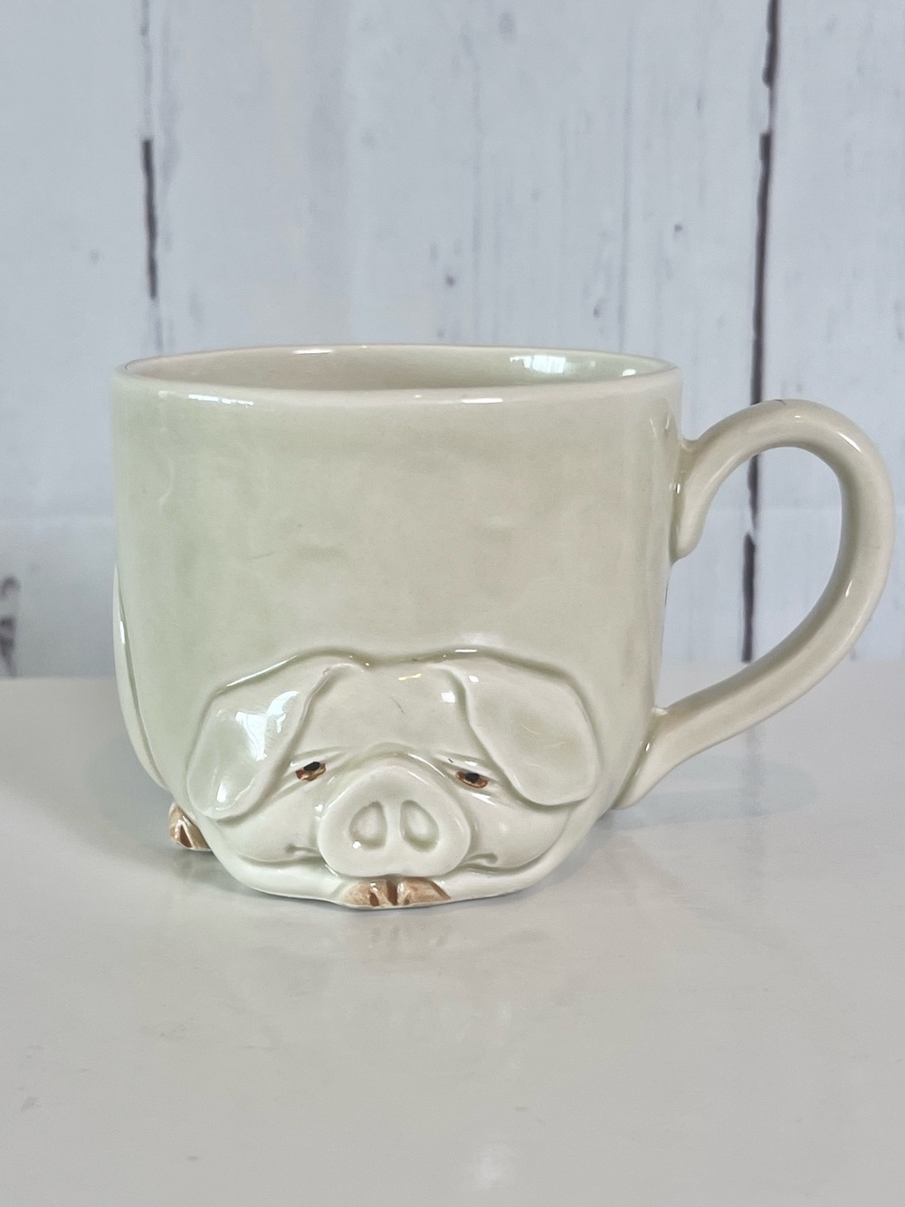 Vintage 1977 Fitz and Floyd Porky Pig Mug 3D Embossed Ceramic Coffee Cup
